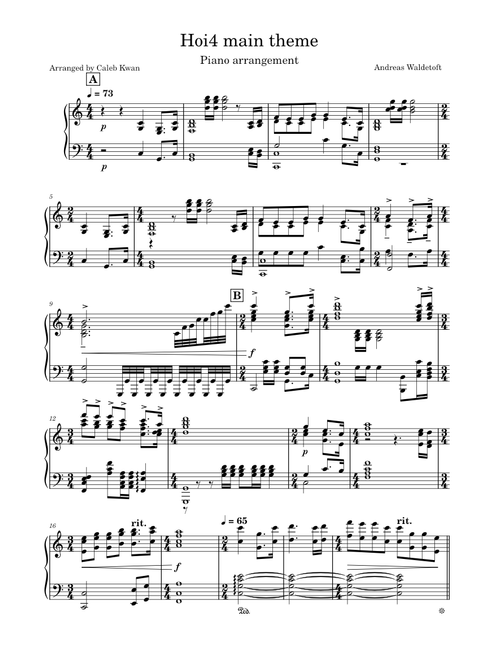 Hoi4 Main Theme – Andreas Waldetoft Hoi4 Main Theme – Piano arrangement