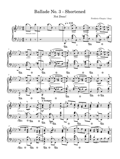 Ballade No.3 Shortened – Frédéric Chopin – Jaxy
