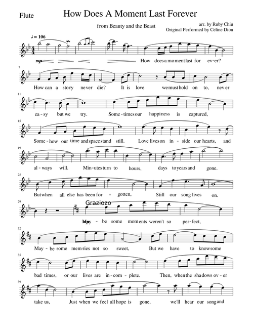 How does a moment last forever Flute Solo