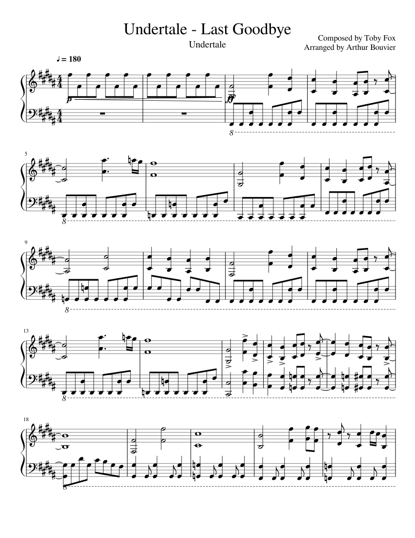 Interpretar Acercarse variable Undertale - Last Goodbye [Piano] Sheet music for Piano (Solo) |  Musescore.com