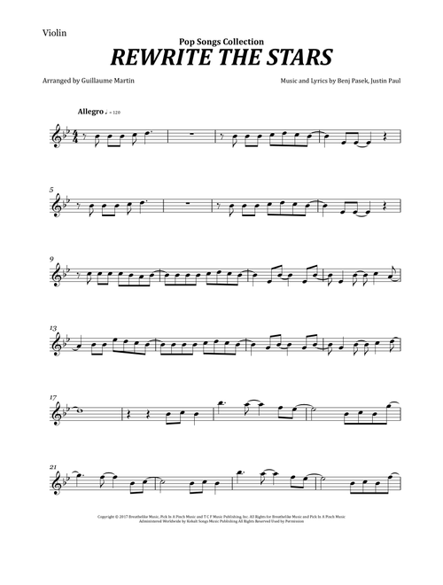 Rewrite The Stars (Arr. Guillaume Martin) - Zac Efron & Zendaya (Violin Solo)