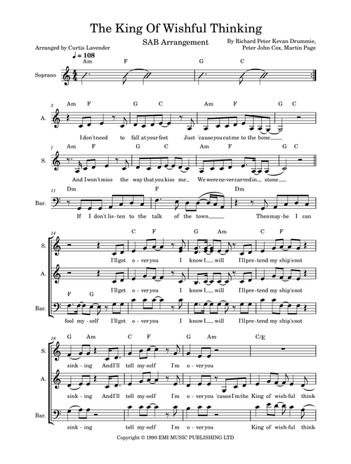 The King Of Wishful Thinking (Arr. Curtis Lavender) - Peter John Cox, Martin Page, Richard Peter Kevan Drummie (Choral, SAB)