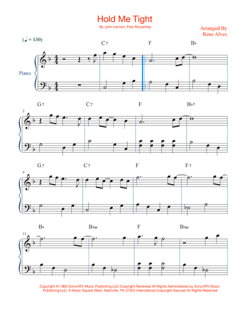 Hold Me Tight (Arr. Rene Alves) - The Beatles (Easy Piano)