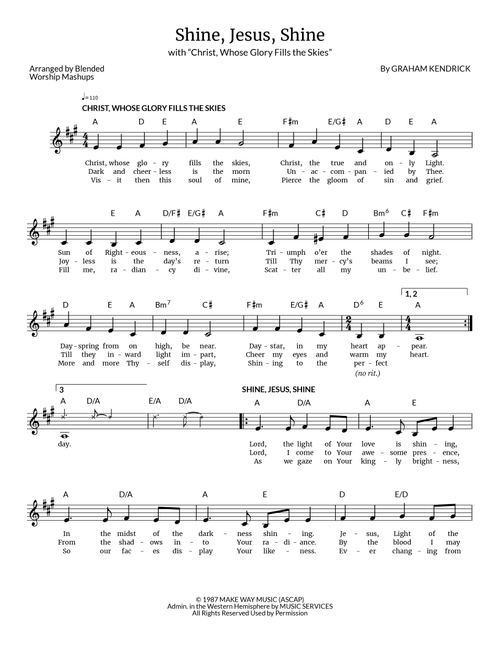 Shine, Jesus, Shine (Arr. Blended Worship Mashups) - Crystal Lewis (Lead Sheet - Fake Book)