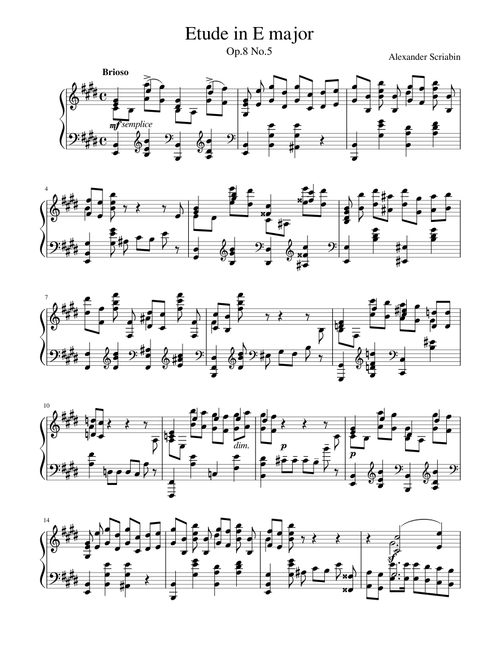 Etude in E major Op.8 No.5, Scriabin