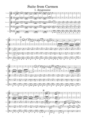 Suite from Carmen for Brass Quintet Sheet Music for Trombone, Tuba