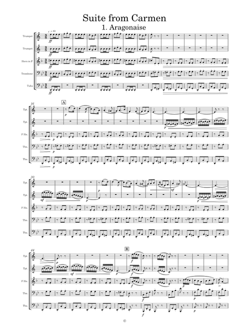 Suite from Carmen for Brass Quintet