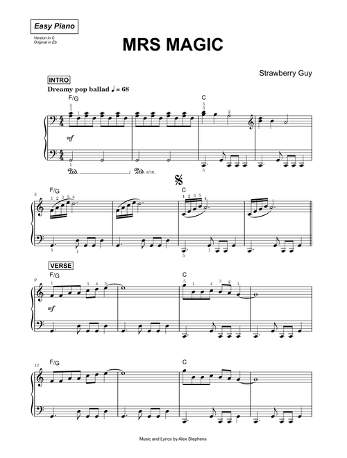 Mrs Magic - Strawberry Guy (Easy Piano)