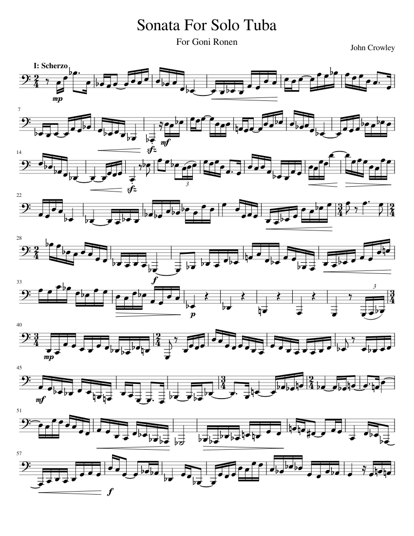 Sonata For Solo Tuba Sheet Music for Tuba (Solo) | MuseScore.com