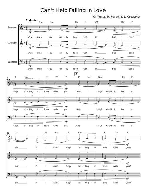 Can't help falling in love - H Peretti;L Creatore;G D Weiss;Pentatonix