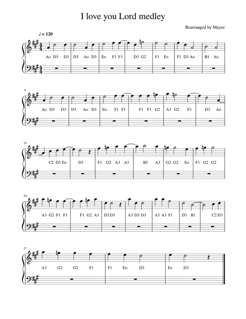 I love you Lord medley Sheet music for Piano (Solo) | Musescore.com