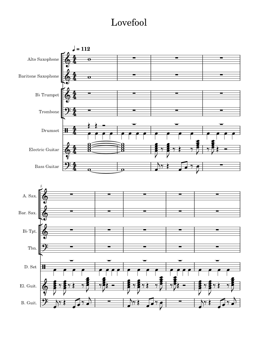 Lovefool – The Cardigans Sheet Music for Trombone, Saxophone alto ...