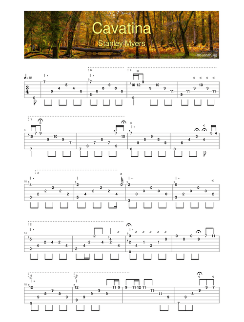 Cavatina - Stanley Myers - Guitar Tab