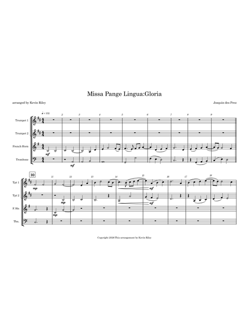 Missa Pange Lingua:Gloria (Arr. Kevin Riley) - Josquin Des Prez (Brass Ensemble)