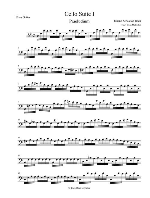Bach Cello Suite No.1 Prelude For Bass Guitar (Arr. Tracy Dean McCallum) - Johann Sebastian Bach (Small Ensemble)