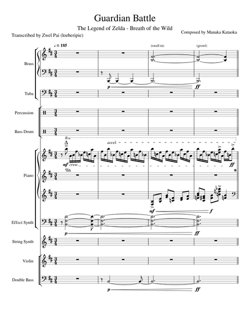 Guardian Battle + Guardian Defeated Theme [Breath of the Wild] FULL TRANSCRIPTION