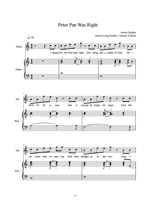 Peter Pan Was Right (Arr. Anson Seabra) (Piano Vocal)
