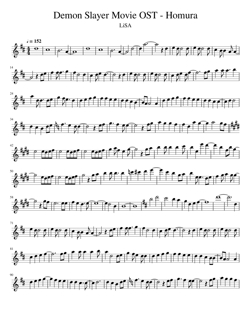 Demon Slayer Movie OST - Homura Sheet Music for Flute (Solo
