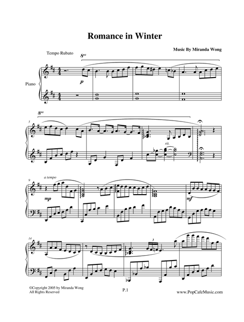 Romance in Winter - Romantic Piano Music by Miranda Wong (Piano Solo)