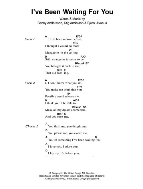 I've Been Waiting For You - ABBA (Guitar Chords-Lyrics)