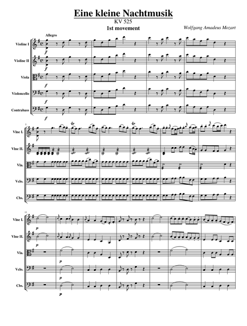 W.A.Mozart - "Eine kleine Nachtmusik " - 1st movement