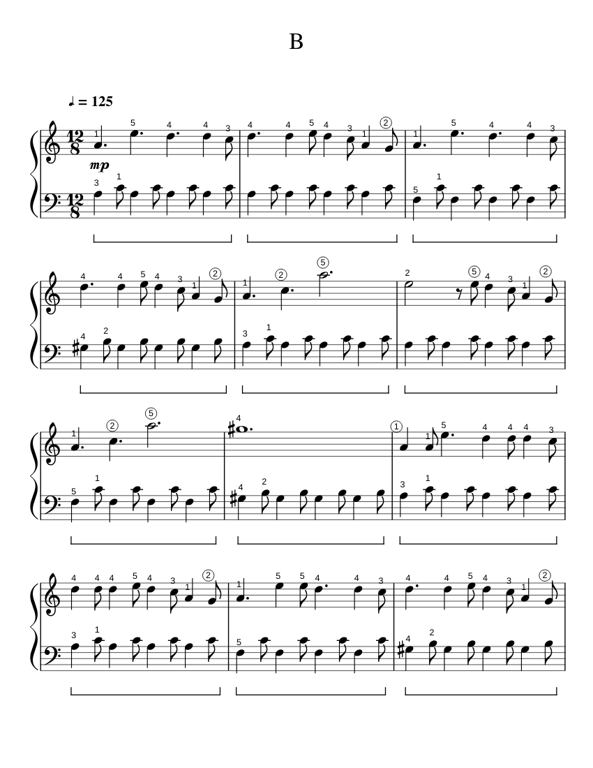 B Sheet Music For Piano (Solo) | Musescore.com