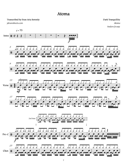 Atoma (Arr. Evan Aria Serenity) - Dark Tranquillity (Drums)