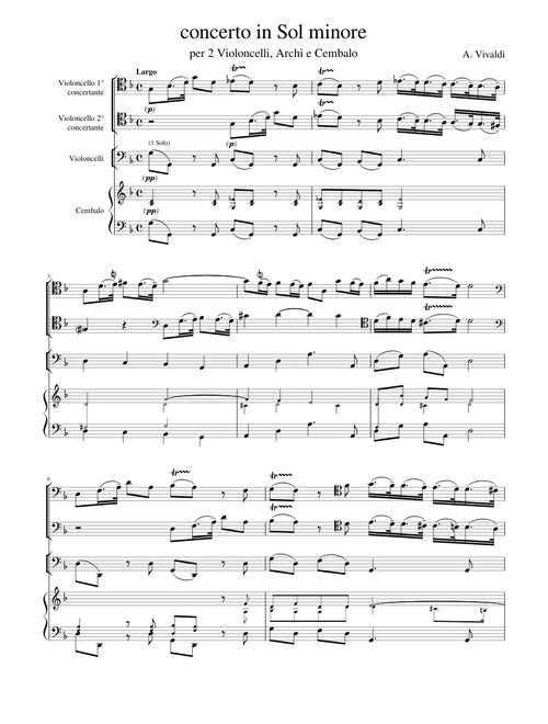 Vivaldi A. Concerto per 2 Violoncelli in Sol minore 2, Largo