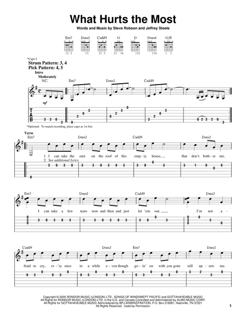 What Hurts The Most - Rascal Flatts (Easy Guitar with TAB)