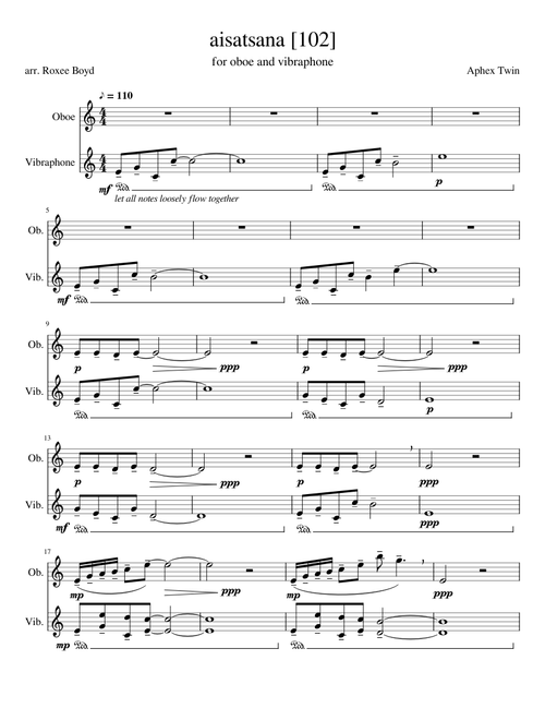 aisatsana [102] - Aphex Twin, for oboe and vibraphone