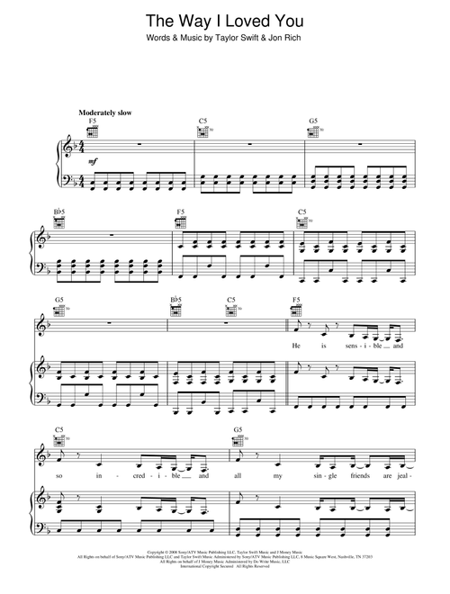 The Way I Loved You - Taylor Swift (Piano-Vocal-Guitar (Piano Accompaniment))