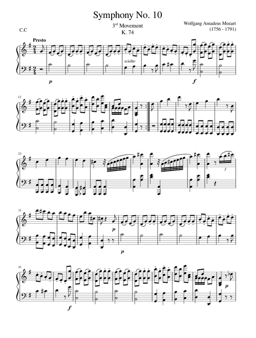 Symphony No.10 , K.74 3rd Movement – Wolfgang Amadeus Mozart