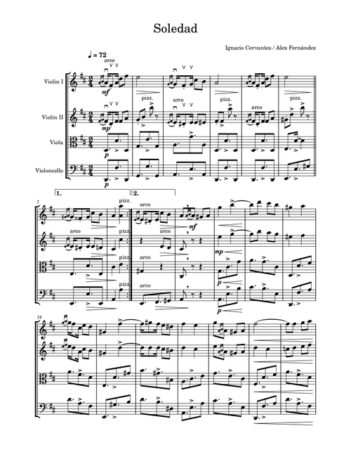 4 Danzas Cubanas for String Quartet SCORE (Arr. AleX Fernández) - Ignacio Cervantes (String Quartet)