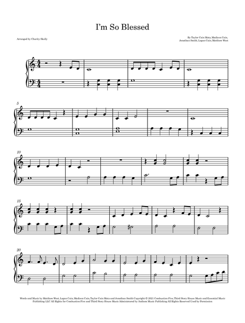 I'm So Blessed (Arr. Charity Skelly) - CAIN (Easy Piano)