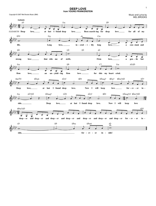 Deep Love - Mel Brooks (Lead Sheet - Fake Book)