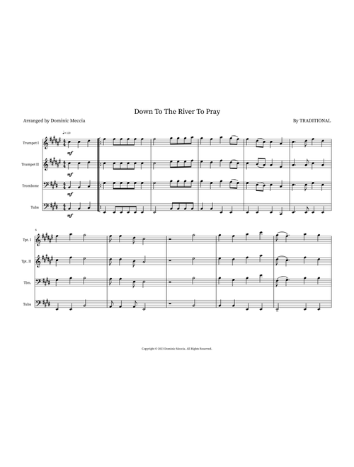 Down To The River To Pray (Arr. Dominic Meccia) - Traditional (Small Ensemble)