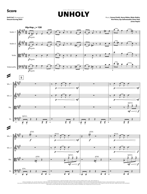 Unholy (Arr. Seth Crail) - Sam Smith Feat. Kim Petras (String Quartet)