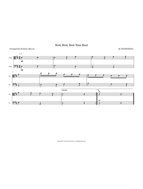 Row, Row, Row Your Boat (Arr. Dominic Meccia) - Traditional (Instrumental Duet)