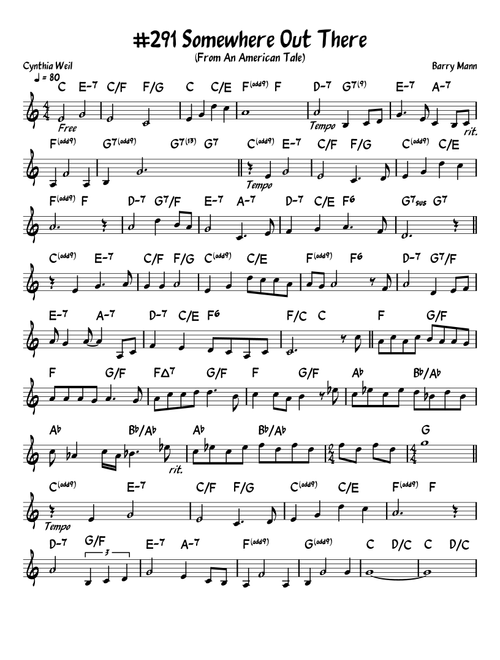 Somewhere Out There (Arr. John Fries) - Linda Ronstadt & James Ingram (Lead Sheet - Fake Book)