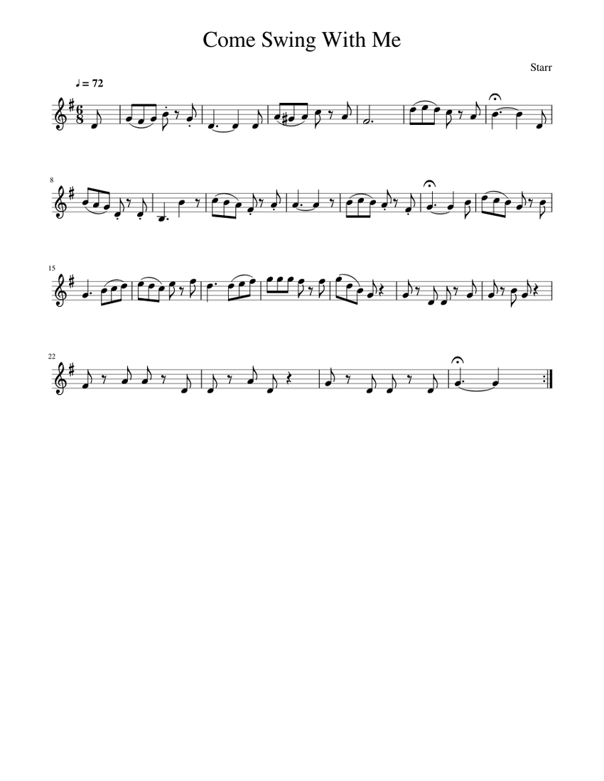 Come Swing With Me Starr Come Swing With Me Sheet music for Violin
