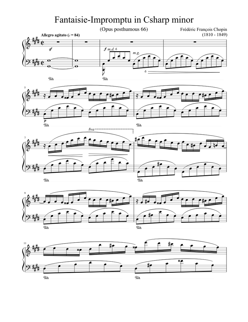Fantaisie Impromptu Frederic Chopin Sheet music for Piano (Solo