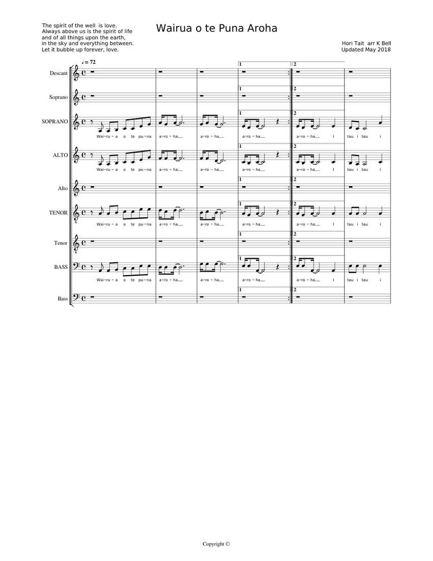 Wairua_o_te_Puna_Aroha Sheet music for Bass guitar (Mixed Duet