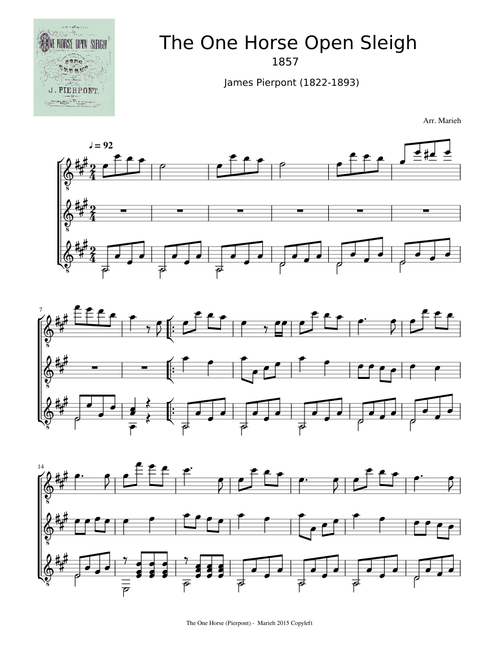 Jingle Bells (The One Horse Open Sleigh) - James Pierpont (1822 - 1893)