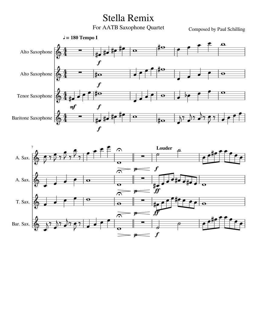 Remix thingy for AATB Sax Quartet Sheet music for Saxophone alto