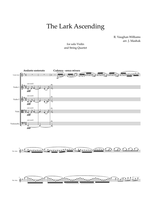 The Lark Ascending (Arr. Jacob Mashak) - Ralph Vaughan Williams (String Quartet)