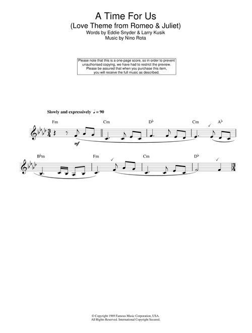 A Time For Us (Love Theme from Romeo and Juliet) - Nino Rota (Alto Sax Solo)