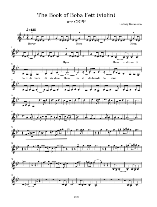 The Book of Boba Fett - Main Title Theme (violin solo)