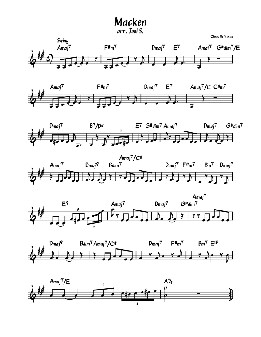 Macken Galenskaparna Och After Shave Sheet music for Vibraphone (Jazz Band)
