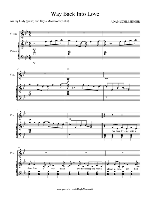 Way back into love – Hugh Grant (piano and violin duet)