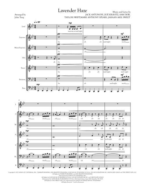 Lavender Haze (Arr. John Tang) - Taylor Swift (Choral, Mixed Choir)